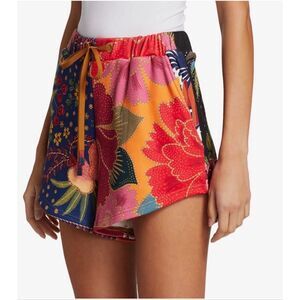 FARM RIO mixed scarves shorts XS patchwork pockets drawstring EX COND